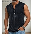 SoftFade™ Heren Tanktop Henley Shirt Mouwloos Henley Zomer Lente Print Vintage Casual Kleding Geverfd Knopen Casual Vakantie Geel Top Tee voor Heren
