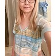 Femmes T-shirt Imprimé Graphique Géométrique Rayé ancien Occasionnel Manche Courte Col en V Hauts Réguliers Quotidien Week-end Vêtements de vacances Bleu Rose Claire Violet Vert Été Printemps
