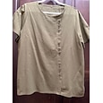 Dames 100% Katoenen Shirt Patchwork Casual Dagelijks Weekend Effen Casual Linnenachtig Korte Mouw Crew Neck Ronde Hals Wit Zomer Lente