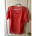 Mujer Blusa Encaje Color sólido Elegante Casual Manga Corta Escote en Pico Tops regulares Diario Azul Piscina Negro Blanco Naranja Gris Verano Primavera Otoño