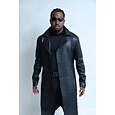 Homme Veste en Similicuir Trench-Coat Long Automne Hiver PU Coupe-vent Vêtements d'extérieur Vêtement Tenue ancien Avec Poches Revers Simple Boutonnage