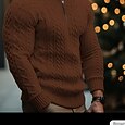 pulls de Noël pull pour homme pull en tricot torsadé tricoté régulier quart de zip uni col montant moderne contemporain Noël vêtements de travail vêtements d'hiver noir blanc m l xl