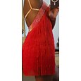 Vestido de baile latino con borlas, ropa de actuación para mujer, sin mangas, para rumba, salsa, chachachá, vestuario de baile escénico (solo vestido).