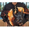 Mannen's Kostuums Knop Overhemd Lange Mouw Horror Feest Avondkleding Herfst Winter Lente  Zomer Overhemd Kraag 3D Print Zwart