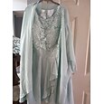 Deux Pièces Ligne A Mi-long Robe d'invité de mariage Robe de Mère de Mariée  Sans manches Col Rond Élégant robe demoiselle d honneur Fête de mariage Chiffon Dentelle Robes avec Veste avec Plis
