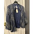Dames Blouse Geklede topjes Pailletten Geborduurd Veer Elegant 3/4 mouw Mandarijn Kraag Normale tops Avond Feest Bruiloft gast Marineblauw Lente Herfst Winter