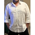 Voor heren Overhemd Linnen overhemd Zomer overhemd Strand Kleding Overhemd met knopen Effen Casual Vakantie Groen + Gray White + roze Wit+ Groen Grijs + roze Lange mouw Kraag Lente zomer Zomer Kleding