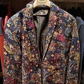 Voor heren Jas Blazer Bruiloft Cocktail kledij Winddicht Houd Warm Afdrukken Lente Herfst Afdrukken Casual Cocktail jurk Normaal Normale pasvorm Regenboog Jacks