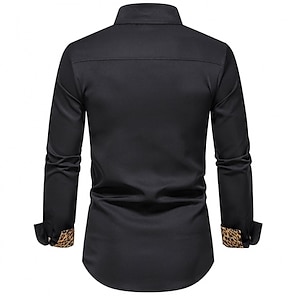 Bărbați Cămașă de Costum Cămașă cu guler Camașă cu nasturi Leopard Nuntă Zilnic Negru Alb Bleumarin Manșon Lung Toate Sezoanele Îmbrăcăminte