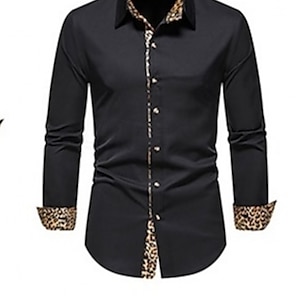 Bărbați Cămașă de Costum Cămașă cu guler Camașă cu nasturi Leopard Nuntă Zilnic Negru Alb Bleumarin Manșon Lung Toate Sezoanele Îmbrăcăminte Bărbați Cămașă de Costum Cămașă cu guler Camașă cu nasturi Leopard Nuntă Zilnic Negru Alb Bleumarin Manșon Lung Toate Sezoanele Îmbrăcăminte