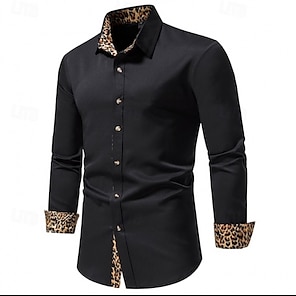 Bărbați Cămașă de Costum Cămașă cu guler Camașă cu nasturi Leopard Nuntă Zilnic Negru Alb Bleumarin Manșon Lung Toate Sezoanele Îmbrăcăminte Bărbați Cămașă de Costum Cămașă cu guler Camașă cu nasturi Leopard Nuntă Zilnic Negru Alb Bleumarin Manșon Lung Toate Sezoanele Îmbrăcăminte