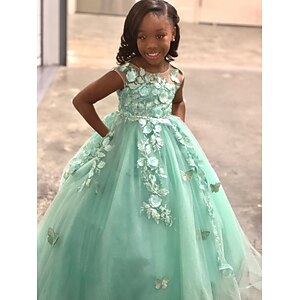 Pastel green store flower girl dress