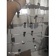 Percha para pantalones de metal multicapa que ahorra espacio, percha para falda, percha para armario plegable con clips antideslizantes
