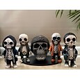 coola skelettfigurer, halloween skalle staty skelett docka harts hantverk ornament, mode mini coola skelett figurer dekor skelett man harts staty docka för hemmakontor skrivbord dekoration