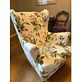 1 set med 2 delar blommigt tryckt wingback stolsöverdrag vingstols överdrag spandex tyg wingback fåtöljöverdrag med elastisk botten för vardagsrummets inredning