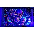 Halloween Schädel Skelett Schwarzlicht Wandteppich UV-Reaktiv Trippy Nebeliger Pilz Hängender Wandteppich Wandkunst Wandmalerei für Wohnzimmer Schlafzimmer Dekorationen