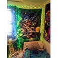 Halloween Schädel Skelett Schwarzlicht Wandteppich UV-Reaktiv Trippy Nebeliger Pilz Hängender Wandteppich Wandkunst Wandmalerei für Wohnzimmer Schlafzimmer Dekorationen