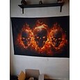 Tapisserie de feu d'Halloween crânes suspendue œuvre d'art murale grande tapisserie décor mural photographie toile de fond couverture rideau décor à la maison chambre salon