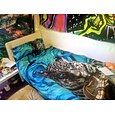 Halloween Schädel Skelett Schwarzlicht Wandteppich UV-Reaktiv Trippy Nebeliger Pilz Hängender Wandteppich Wandkunst Wandmalerei für Wohnzimmer Schlafzimmer Dekorationen