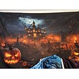 halloween dekorationer gobeläng jack o lykta pumpa dekor väggkonst stor hängande gobeläng väggmålning fotografi bakgrund filt gardin hem sovrum vardagsrum fladdermöss spökhus kyrkogård