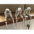 halloweenské sochy lebek, pryskyřičné skeletové police, sedící figurky pro domácí knihovnu a okraj stolu, dekorativní řemeslné ozdoby pro milovníky kostlivců