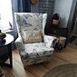 1 set med 2 delar blommigt tryckt wingback stolsöverdrag vingstols överdrag spandex tyg wingback fåtöljöverdrag med elastisk botten för vardagsrummets inredning