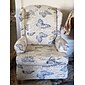 1 set med 2 delar blommigt tryckt wingback stolsöverdrag vingstols överdrag spandex tyg wingback fåtöljöverdrag med elastisk botten för vardagsrummets inredning