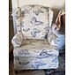 1 set med 2 delar blommigt tryckt wingback stolsöverdrag vingstols överdrag spandex tyg wingback fåtöljöverdrag med elastisk botten för vardagsrummets inredning