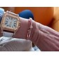Relojes de Cuarzo Regalo del Día de la Madre para Mujeres Reloj Analógico con Diamantes Conjunto de Pulsera de Esfera Cuadrada Estrellada Reloj de Pulsera con Correa de Cuero para Mujeres Reloj
