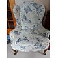 1 set med 2 delar blommigt tryckt wingback stolsöverdrag vingstols överdrag spandex tyg wingback fåtöljöverdrag med elastisk botten för vardagsrummets inredning
