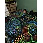 tapiserie cu lumină neagră uv reactiv strălucire în întuneric petrecere strălucire neon psihedelic trippy cețos tapiserie agățată bufniță art murală pentru sufragerie dormitor
