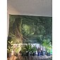 Tapiz colgante de bosque brumoso, naturaleza mágica, árbol verde, paisaje de selva tropical, arte de pared, tapiz grande, decoración mural, fotografía, telón de fondo, manta, cortina, decoración del
