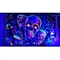 Halloween Schädel Skelett Schwarzlicht Wandteppich UV-Reaktiv Trippy Nebeliger Pilz Hängender Wandteppich Wandkunst Wandmalerei für Wohnzimmer Schlafzimmer Dekorationen