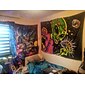 Halloween Schädel Skelett Schwarzlicht Wandteppich UV-Reaktiv Trippy Nebeliger Pilz Hängender Wandteppich Wandkunst Wandmalerei für Wohnzimmer Schlafzimmer Dekorationen