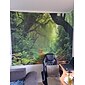 Tapiz colgante de bosque brumoso, naturaleza mágica, árbol verde, paisaje de selva tropical, arte de pared, tapiz grande, decoración mural, fotografía, telón de fondo, manta, cortina, decoración del