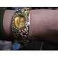 5St Set Luxe Vrouwen Armband Quartz Horloges Mode Rhinestone Quartz Cuff Bangle Horloge Oval Wijzer Analoge Polshorloge Sieraden Set Moederdag Cadeau Voor Mama Haar