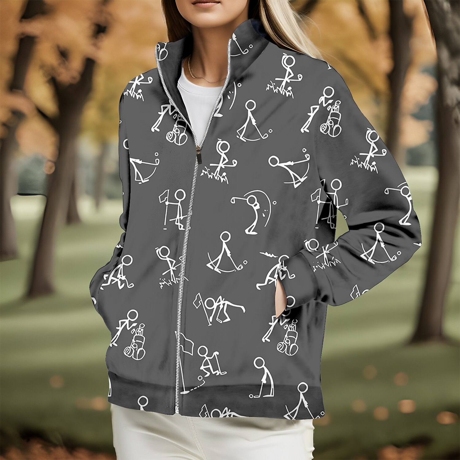 Women's Golf Hoodie Golf Pullover Golf Sweatshirt Thermal Warm Breathable Moisture Wicking Long Sleeve Golf Outerwear Top Regular Fit Side Pockets Full Zip Funny Printed Spring Autumn Tennis Golf 2023 - € 27.99 –P7