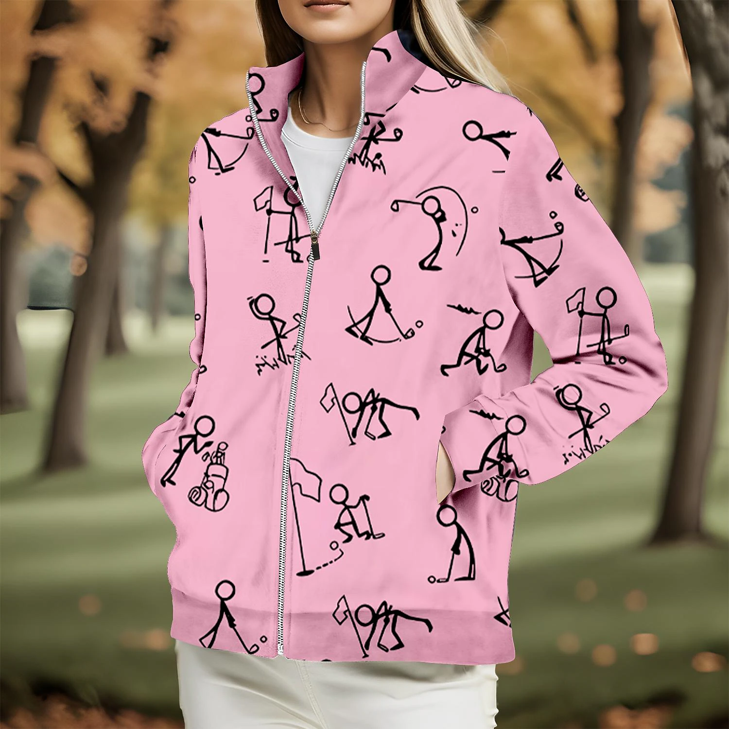 Women's Golf Hoodie Golf Pullover Golf Sweatshirt Thermal Warm Breathable Moisture Wicking Long Sleeve Golf Outerwear Top Regular Fit Side Pockets Full Zip Funny Printed Spring Autumn Tennis Golf 2023 - € 27.99 –P2