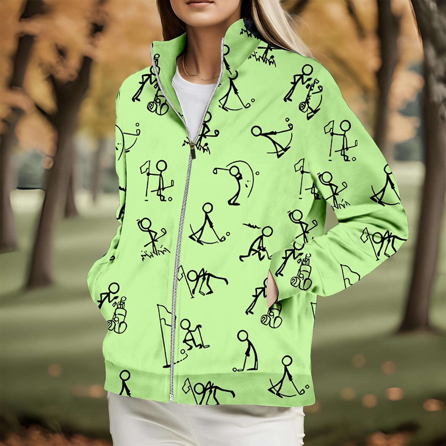 Women's Golf Hoodie Golf Pullover Golf Sweatshirt Thermal Warm Breathable Moisture Wicking Long Sleeve Golf Outerwear Top Regular Fit Side Pockets Full Zip Funny Printed Spring Autumn Tennis Golf 2023 - € 27.99 –P4