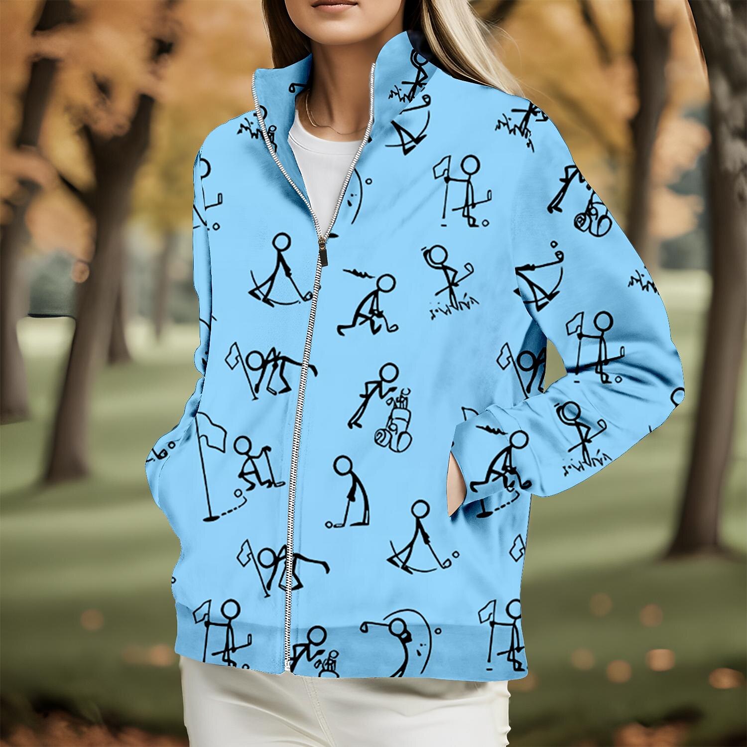 Women's Golf Hoodie Golf Pullover Golf Sweatshirt Thermal Warm Breathable Moisture Wicking Long Sleeve Golf Outerwear Top Regular Fit Side Pockets Full Zip Funny Printed Spring Autumn Tennis Golf 2023 - € 27.99 –P3
