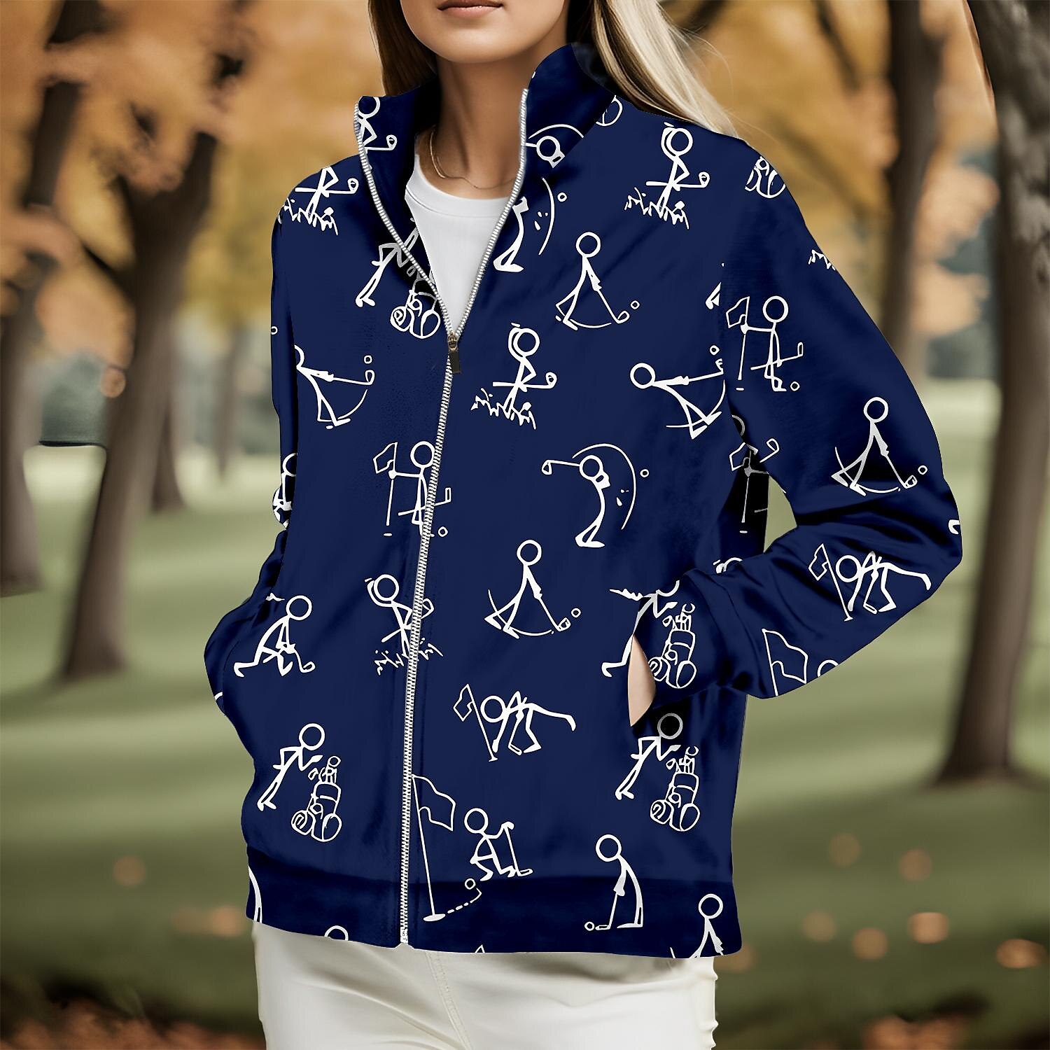 Women's Golf Hoodie Golf Pullover Golf Sweatshirt Thermal Warm Breathable Moisture Wicking Long Sleeve Golf Outerwear Top Regular Fit Side Pockets Full Zip Funny Printed Spring Autumn Tennis Golf 2023 - € 27.99 –P6