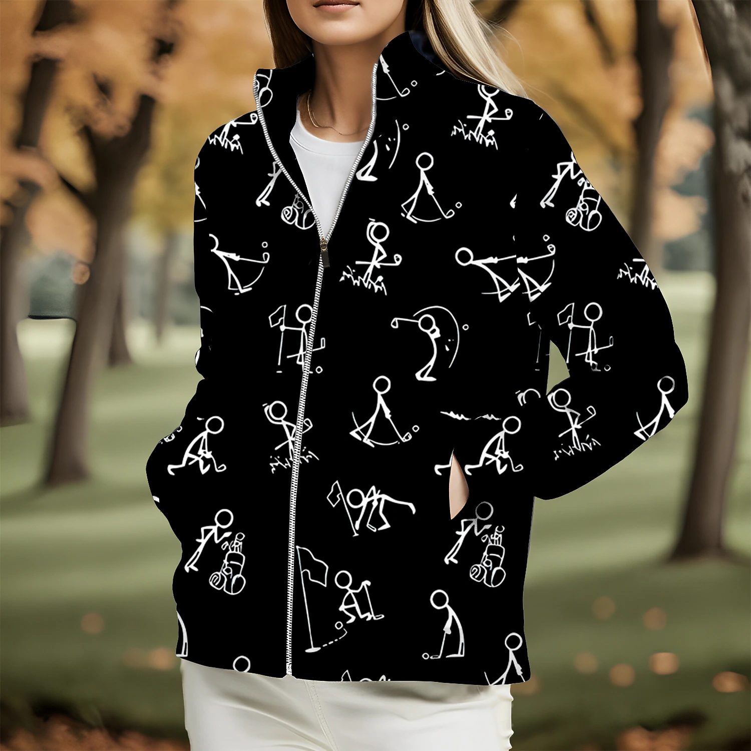 Women's Golf Hoodie Golf Pullover Golf Sweatshirt Thermal Warm Breathable Moisture Wicking Long Sleeve Golf Outerwear Top Regular Fit Side Pockets Full Zip Funny Printed Spring Autumn Tennis Golf 2023 - € 27.99 –P5
