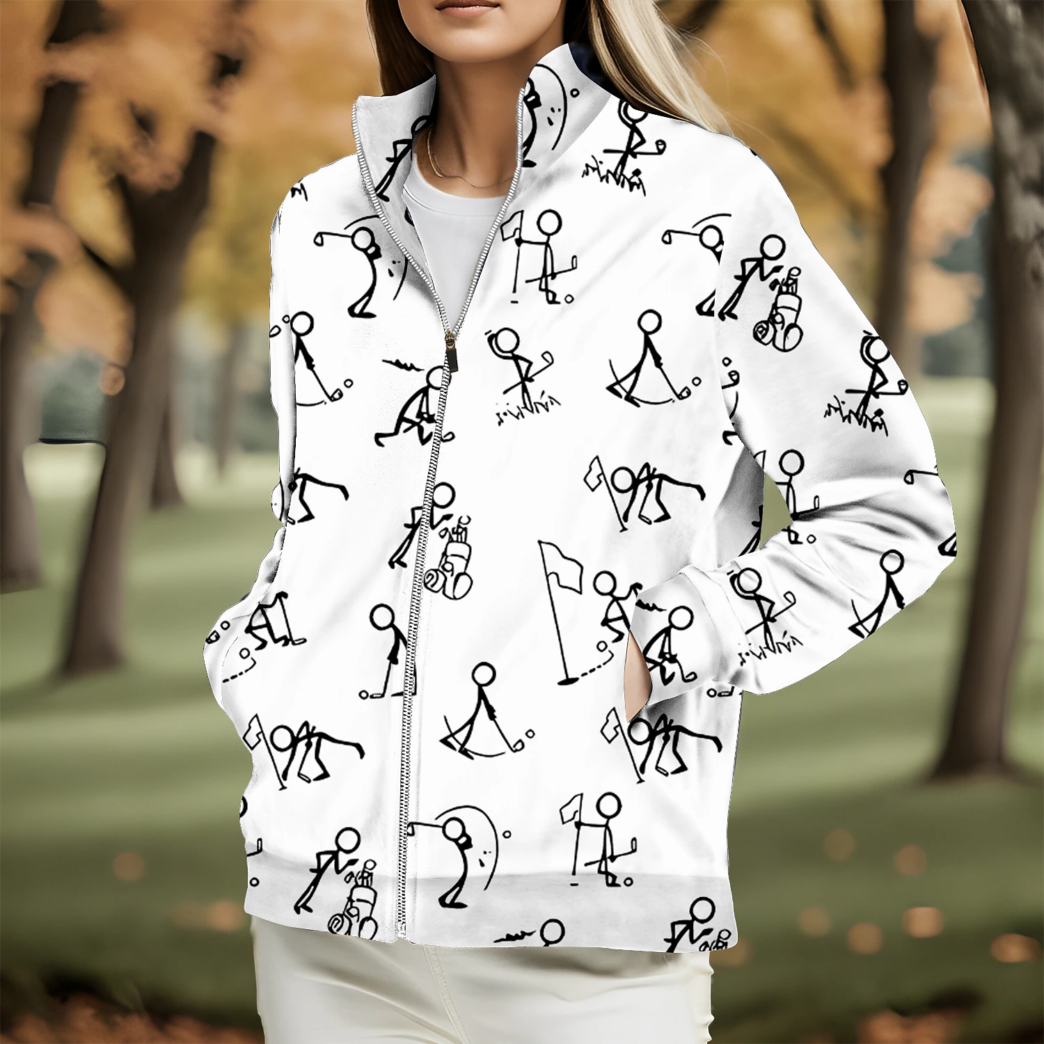 Women's Golf Hoodie Golf Pullover Golf Sweatshirt Thermal Warm Breathable Moisture Wicking Long Sleeve Golf Outerwear Top Regular Fit Side Pockets Full Zip Funny Printed Spring Autumn Tennis Golf 2023 - € 27.99 –P1